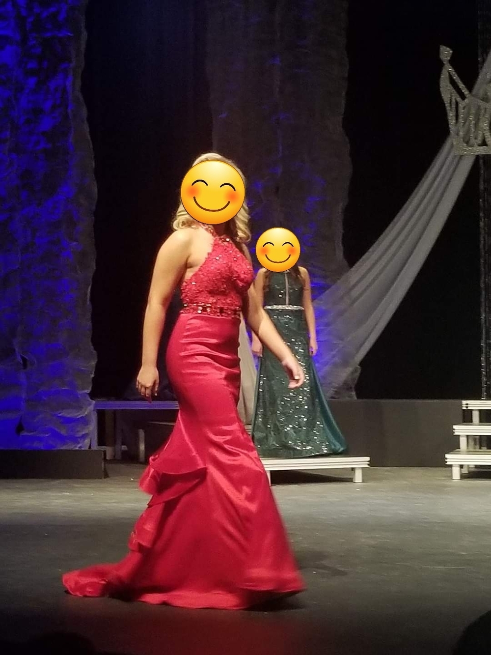 Red Satin Halter Mermaid Evening Gown